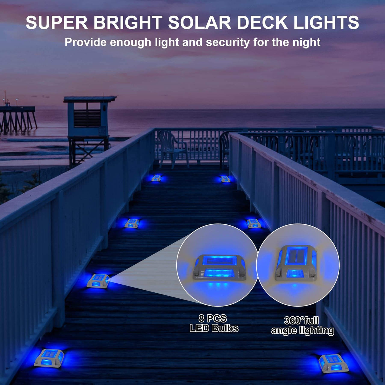 TSUN Rectangle Solar Deck Lights Blue