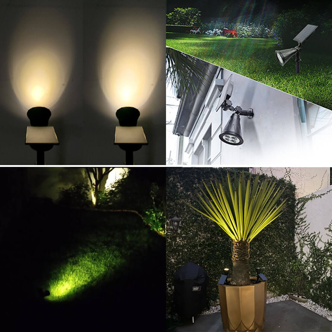 TSUN Warm White 4 LEDs Solar Spot Lights