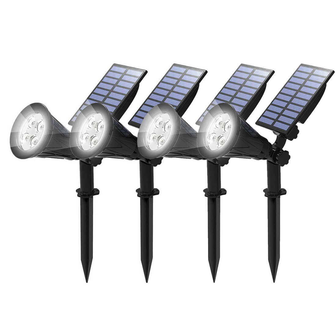 T-SUN White 4 LEDs Solar Spot lights 4 pack