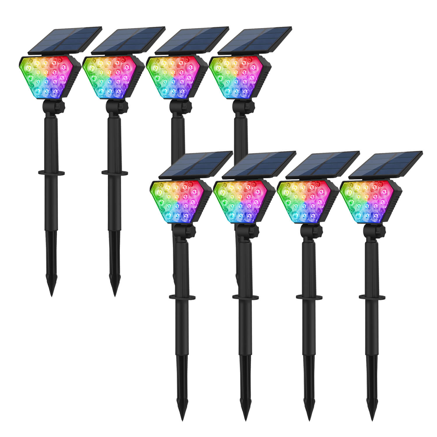 Solar Spot Lights Outdoor 2-Pack Multicolor IP65 Waterproof Rgb 6 Colors 2 Modes 105 Adjustable 58 Led Flood Lights Solar Powered Spotlights For Yard Garden House Landscape Lighting 3