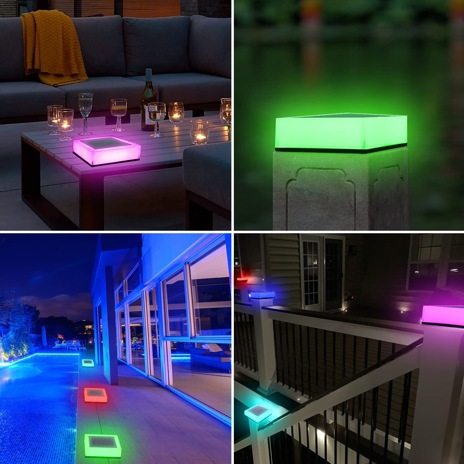 TSUN Solar Color Changing Powered Deck Lights | Fence 5X5 Post Lights