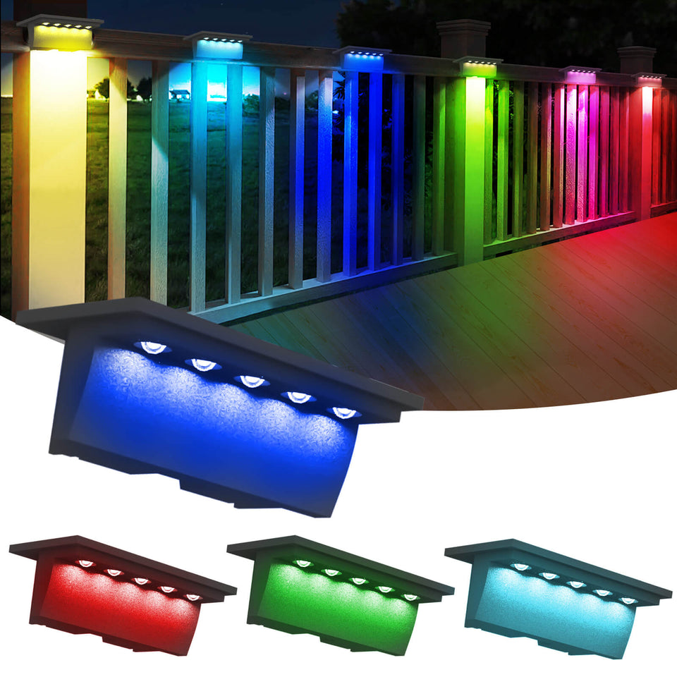 TSUN RGB Solar Deck Fence Lights Color Changing Deck Lights
