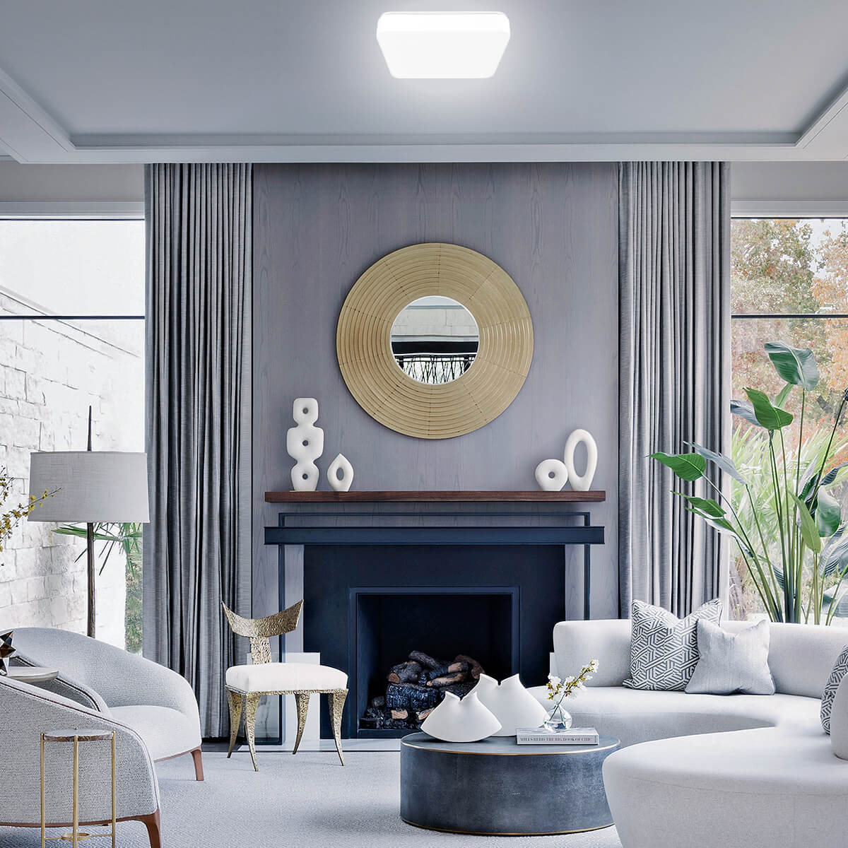 Square LED ceiling light for living room