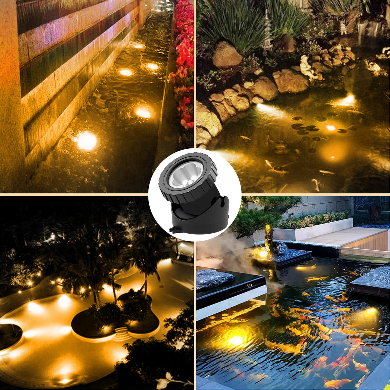 TSUN Low Voltage Underwater Pond Lights Warm White