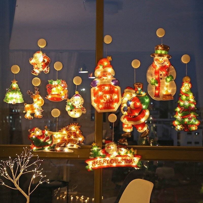 Santa Claus Shaped Christmas Suction Cup Hanging Light