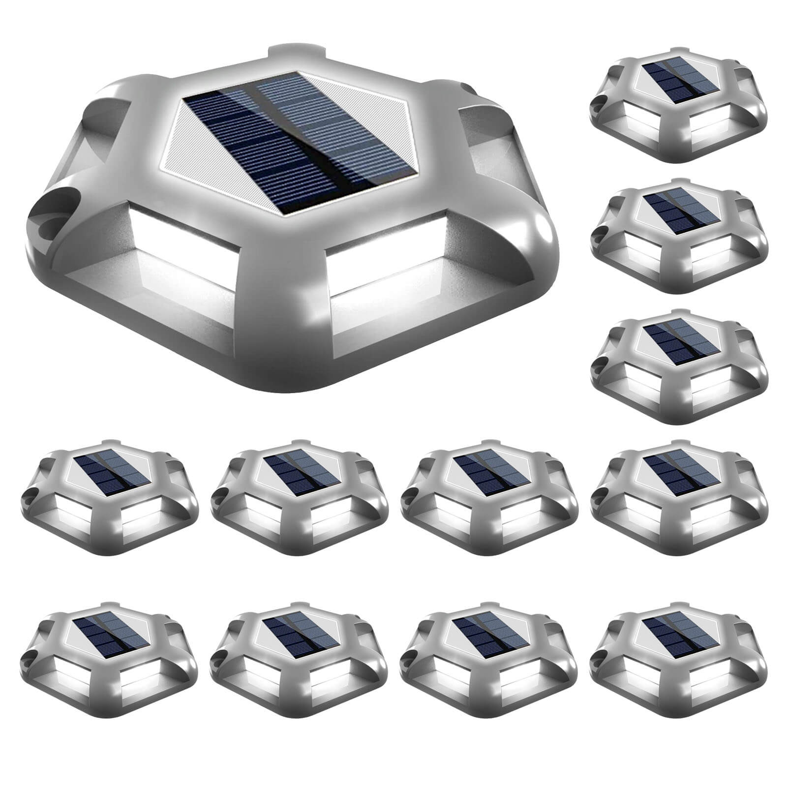 Gray Shell Solar Deck Lights White 12 Pack