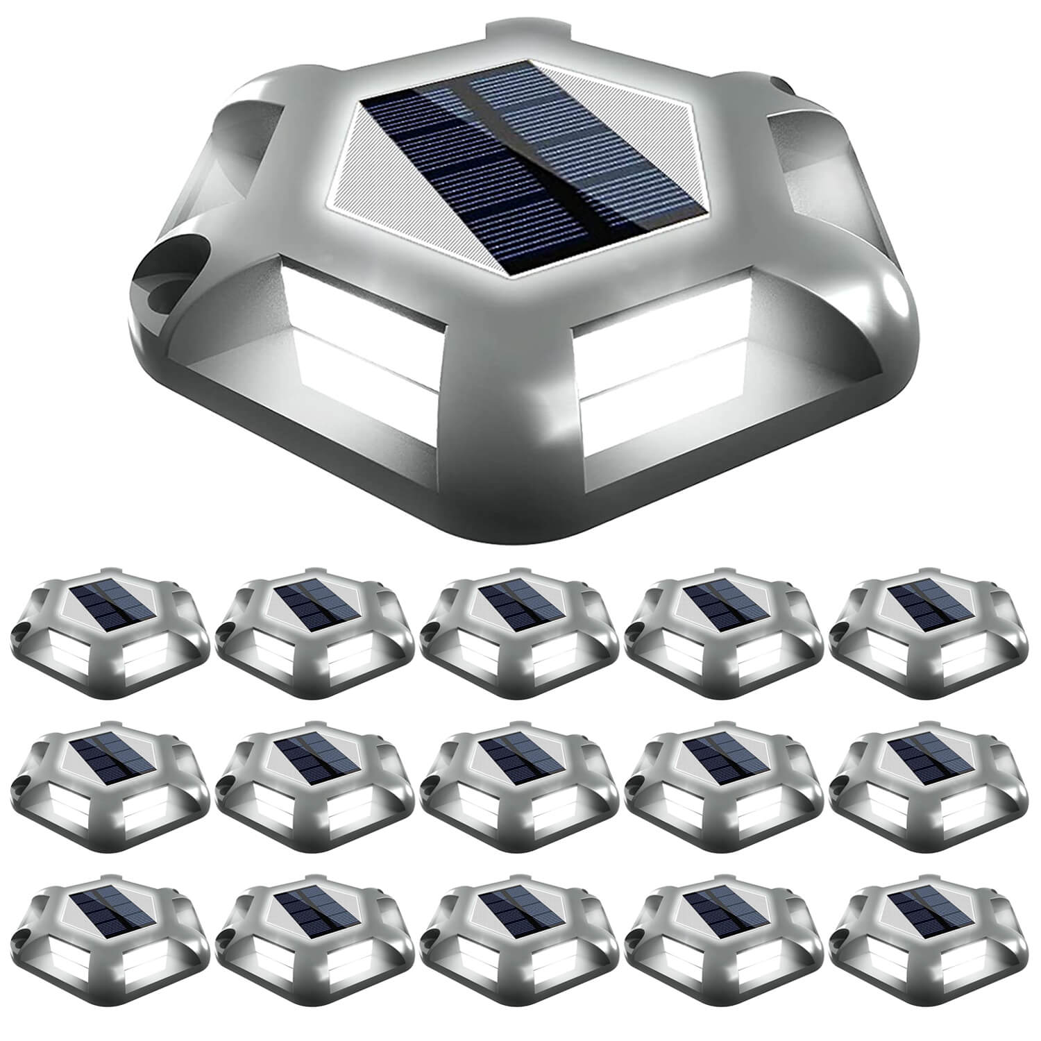 Gray Shell Solar Deck Lights White 16 Pack