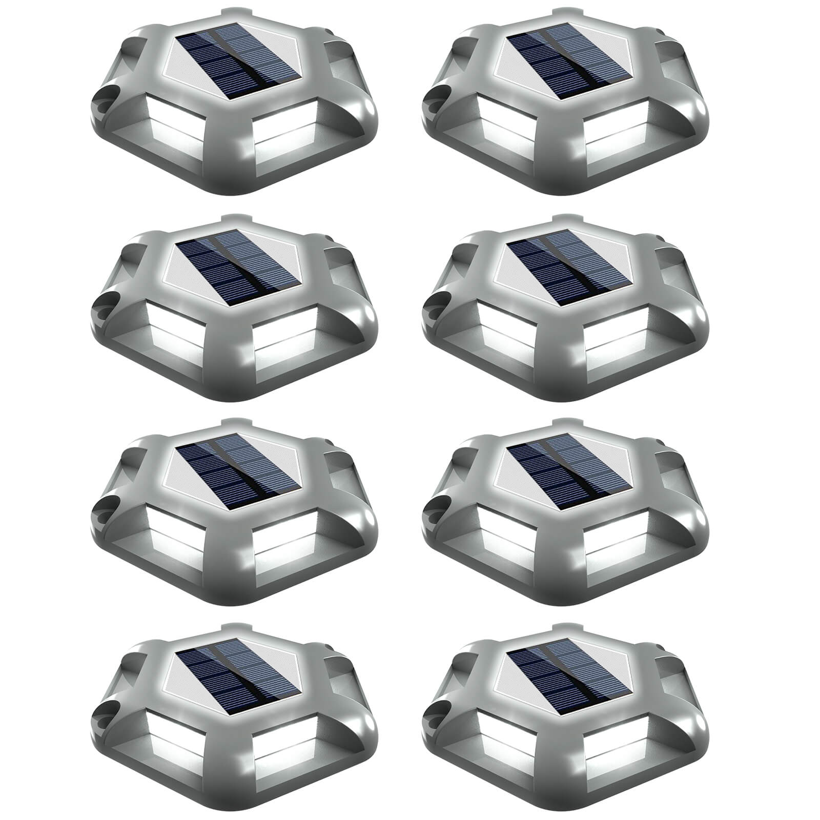 Gray Shell Solar Deck Lights White 8 Pack