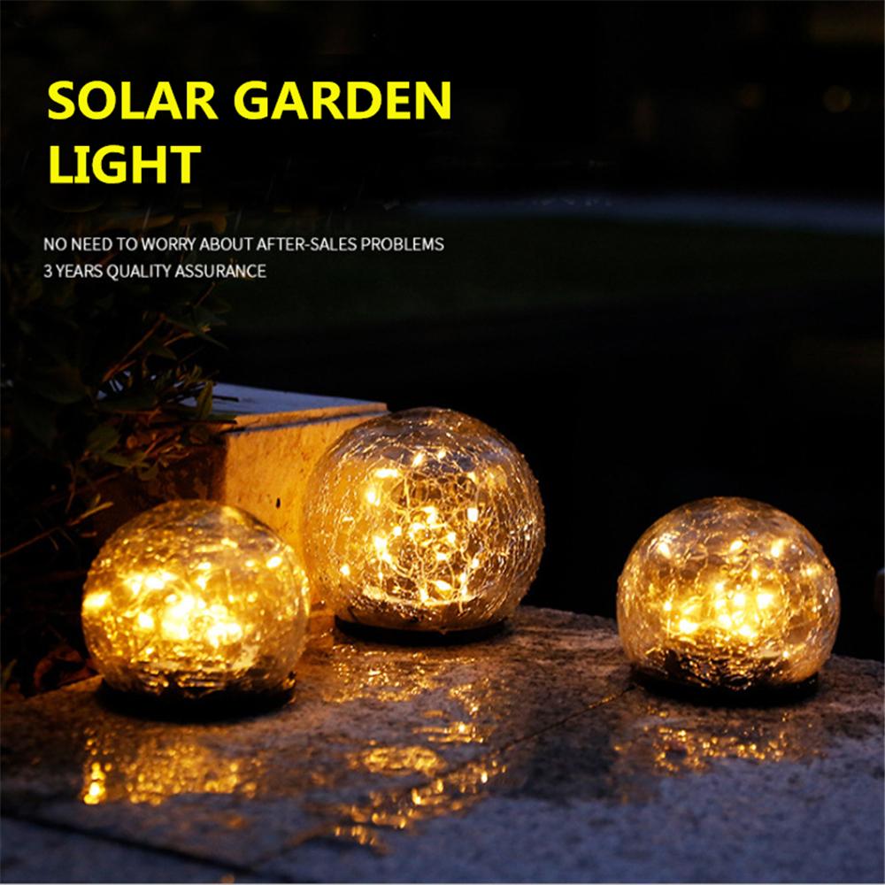 LED Solar Garden Light Cracked Glass Ball