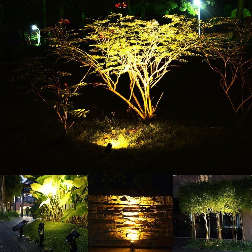 Solar Powered Spotlight Security Landscape Lighting Yellow 1 Pack