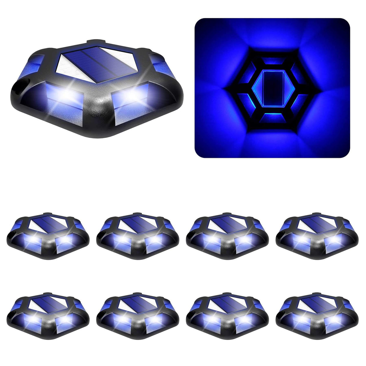 TSUN Black Shell Blue Solar Deck Lights